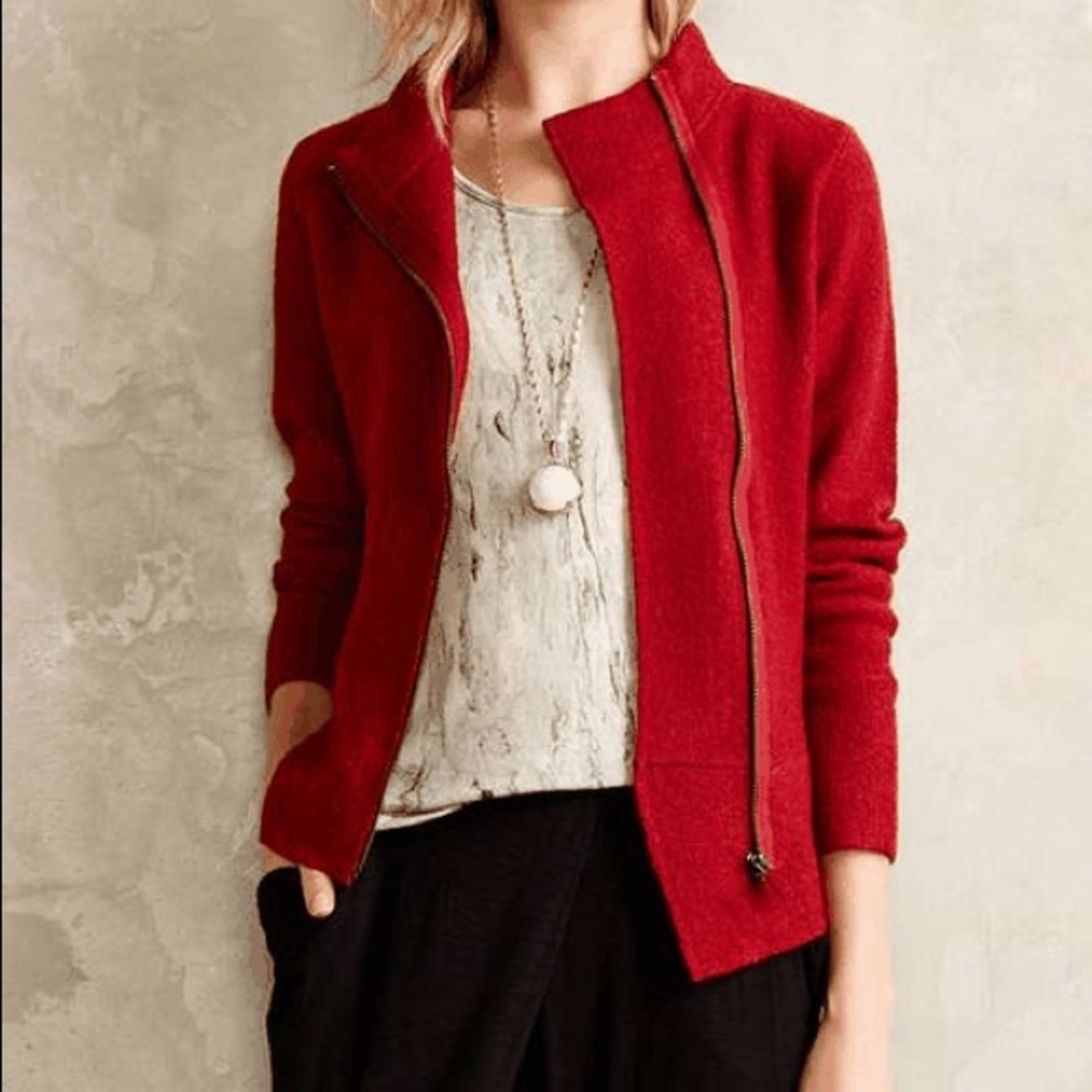 [SOLD] Anthropologie Kai Boiled Wool Jacket RED XS